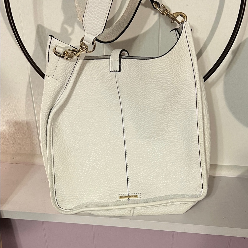 Rebecca Minkoff White Pebble Leather Crossbody bag with gold studs - Picture 2 of 13